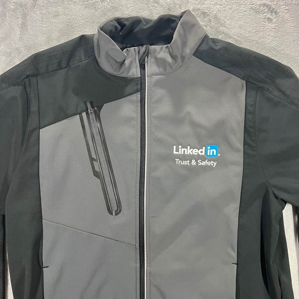 North End Full Zip Jacket Mens Large Black LinkedIn Trust & Safety Logo Tech